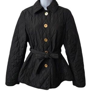 Lilly Pulitzer Destination Quilted Jacket XS Belted Pockets Lined Short Trench